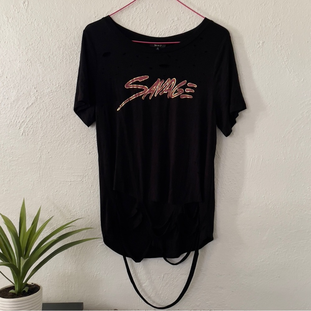 Short Sleeve Black Shirt - Savage by love j Size Medium NWOT